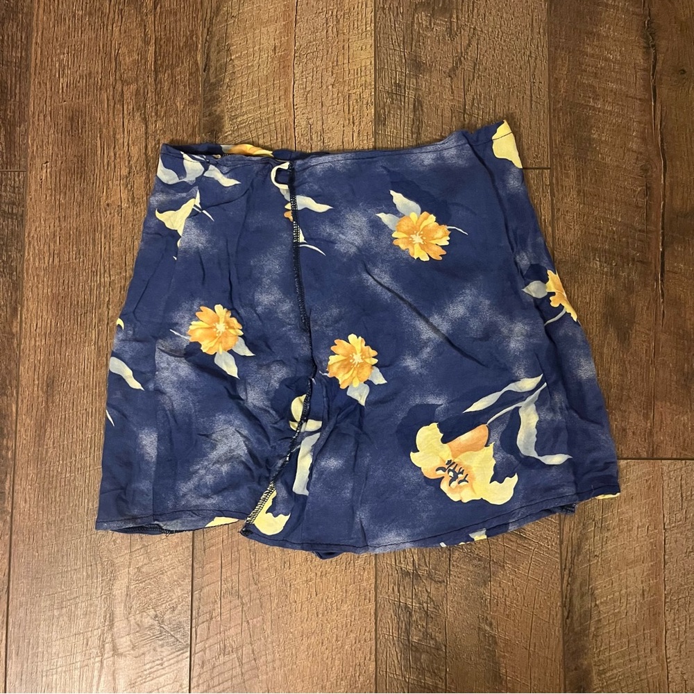 Urban Outfitters Renewal Blue Wrap Skirt with Yellow Flowers (size M/L)